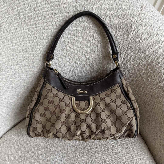 Gucci GG Canvas Abbey Brown Shoulder Bag