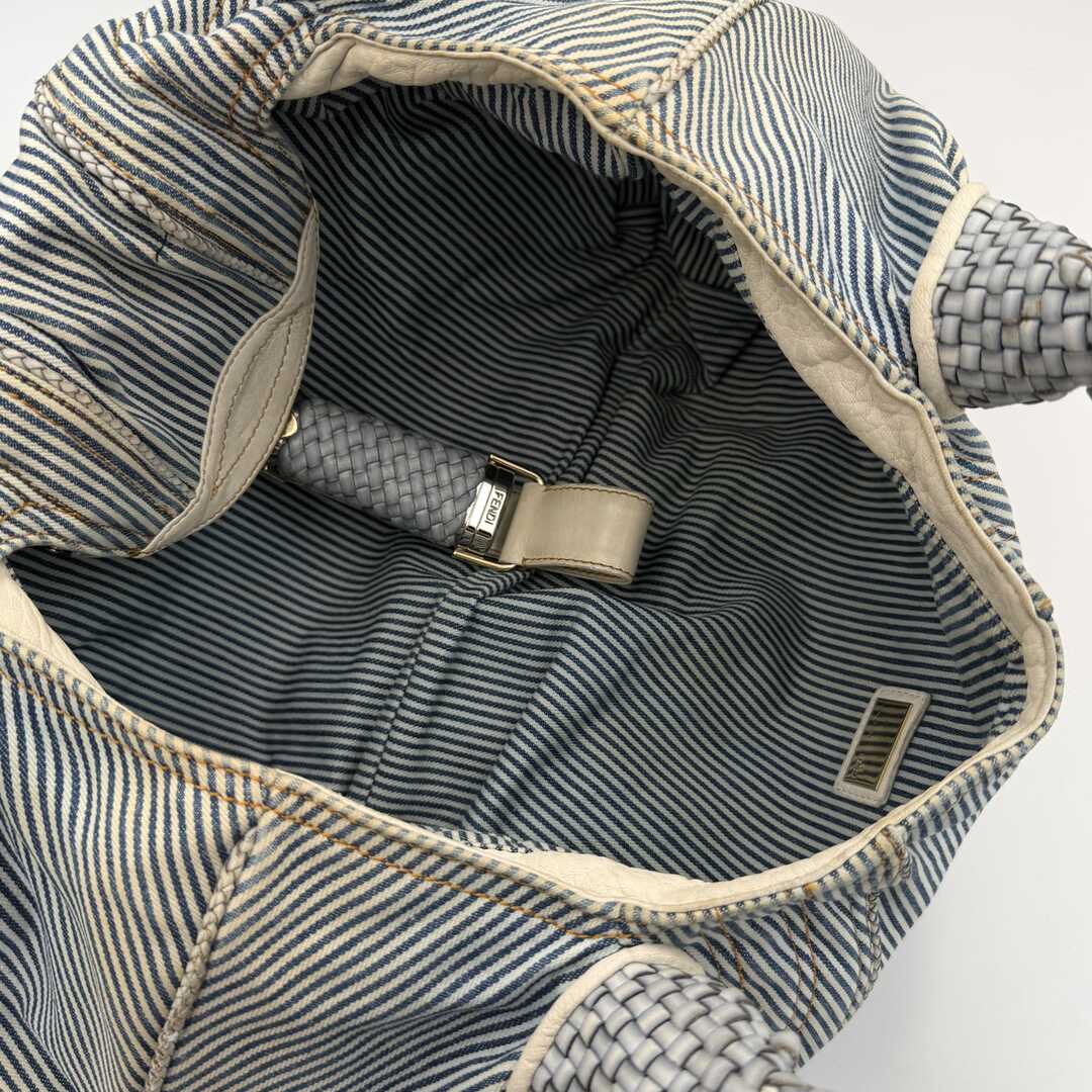Fendi Spy Denim Striped Blue Handbag