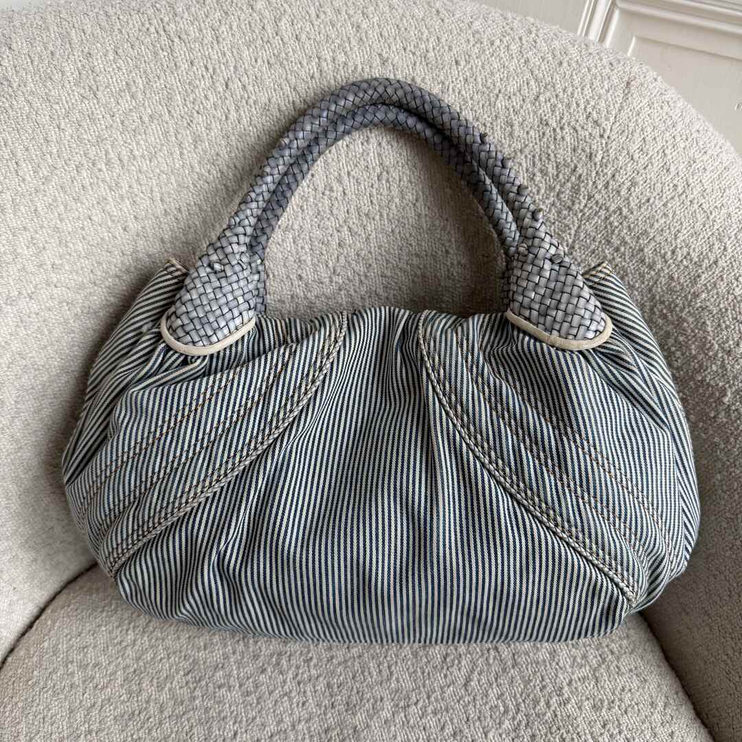 Fendi Spy Denim Striped Blue Handbag