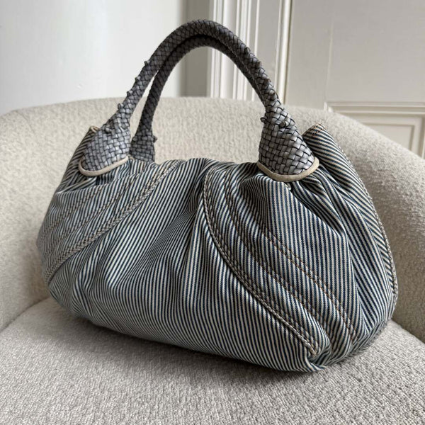 Fendi Spy Denim Striped Blue Handbag