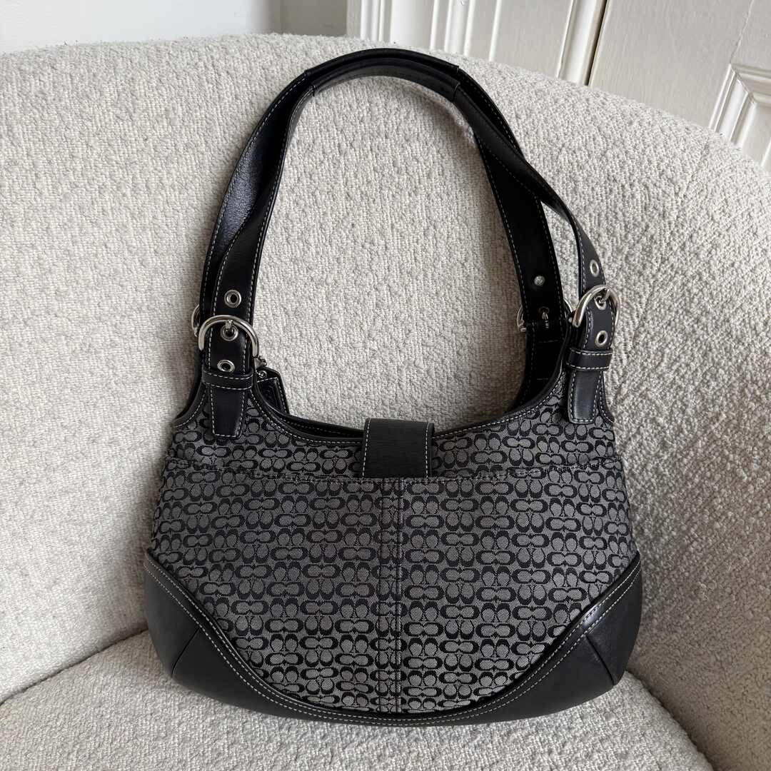 Coach Mini Signature Hobo Buckle Black Shoulder Bag