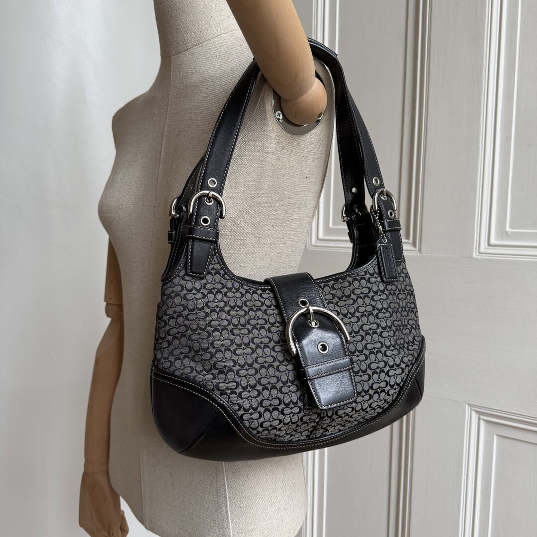 Coach Mini Signature Hobo Buckle Black Shoulder Bag