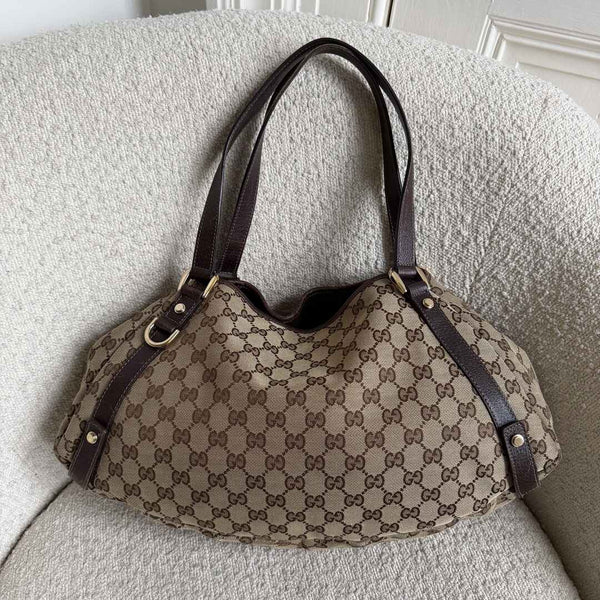 Gucci GG Canvas Abbey Brown Tote Bag