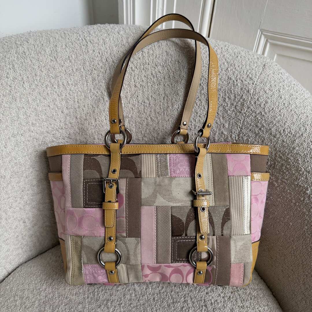 Coach Signature Patchwork Pink Tote Bag