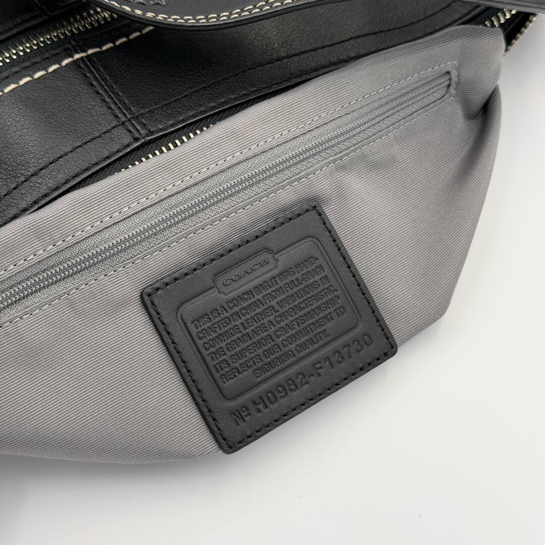 Coach Croissant Black Leather Shoulder Bag