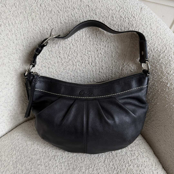 Coach Croissant Black Leather Shoulder Bag