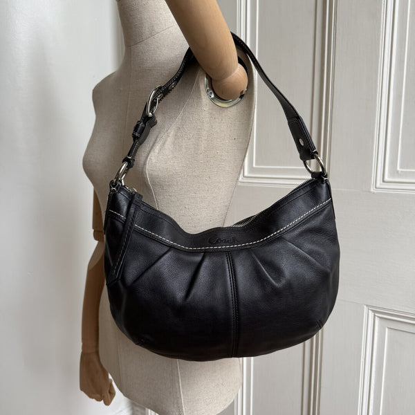 Coach Croissant Black Leather Shoulder Bag