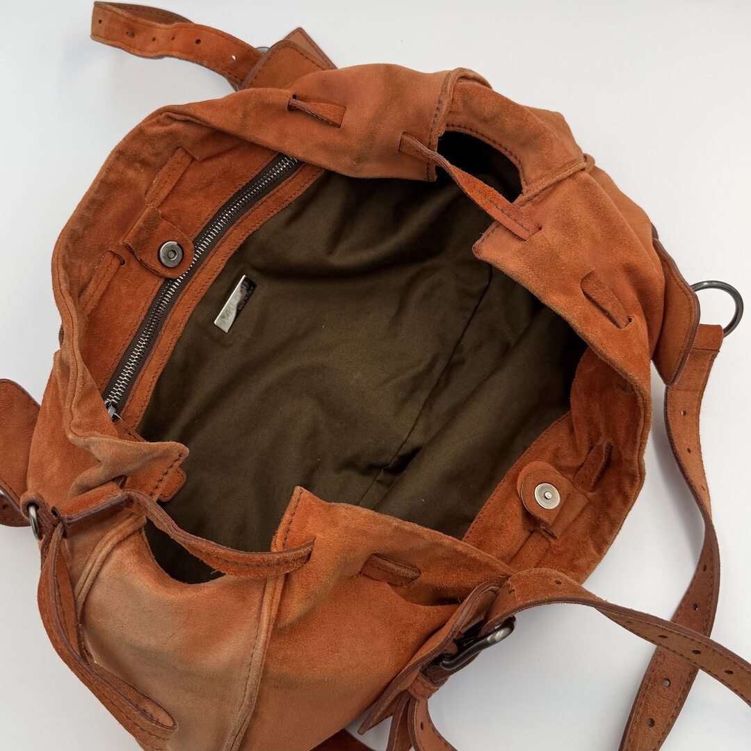 Archive Miu Miu Suede Burnt Orange Leather Tote Bag