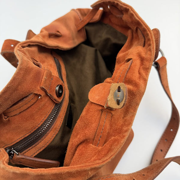 Archive Miu Miu Suede Burnt Orange Leather Tote Bag