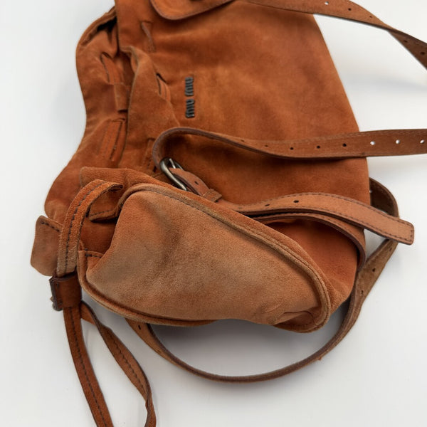 Archive Miu Miu Suede Burnt Orange Leather Tote Bag