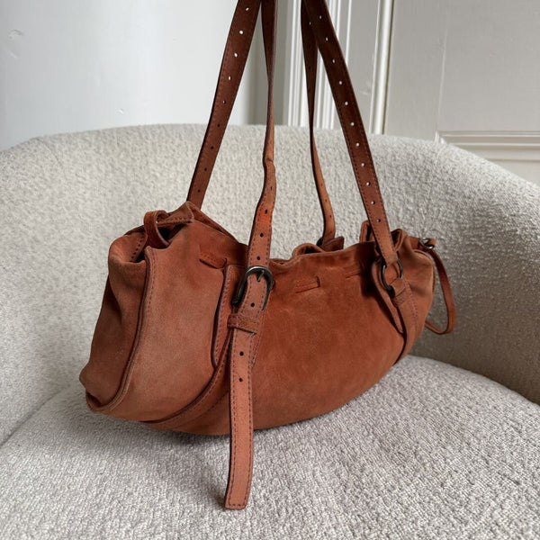 Archive Miu Miu Suede Burnt Orange Leather Tote Bag