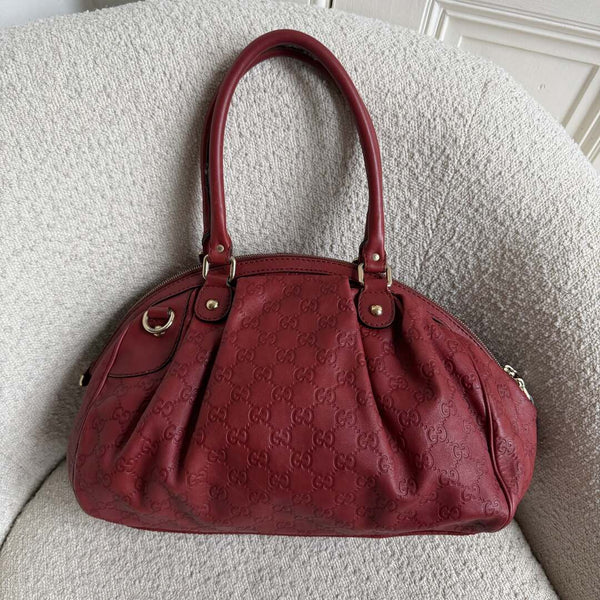 Gucci Guccissima Sukey Leather Red Tote Bag