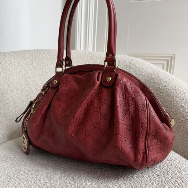 Gucci Guccissima Sukey Leather Red Tote Bag