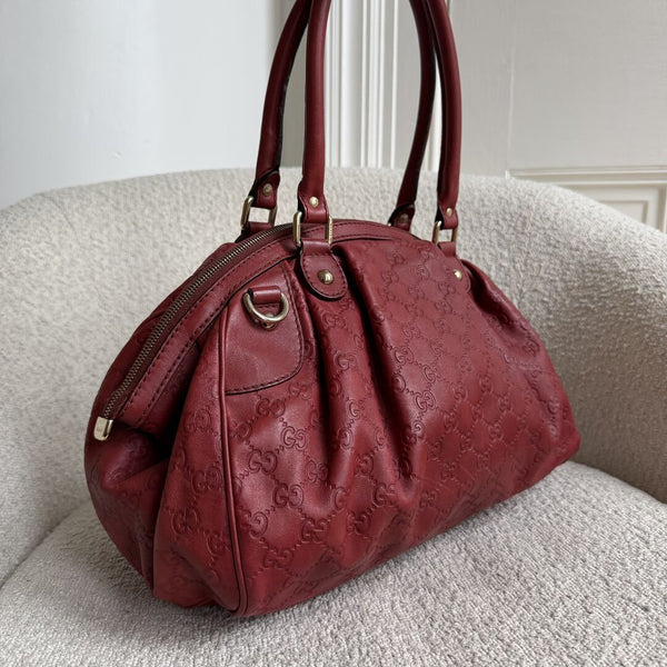 Gucci Guccissima Sukey Leather Red Tote Bag