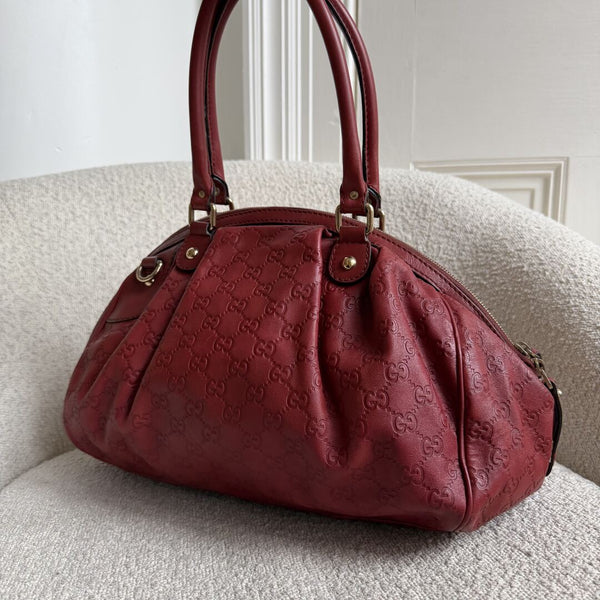 Gucci Guccissima Sukey Leather Red Tote Bag