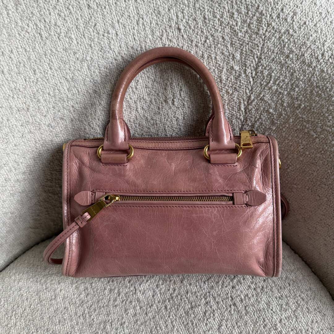 Miu Miu Mini Vitello Shine Pink Leather Shoulder Bag