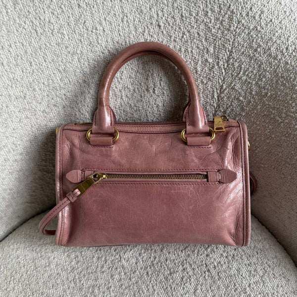 Miu Miu Mini Vitello Shine Pink Leather Shoulder Bag