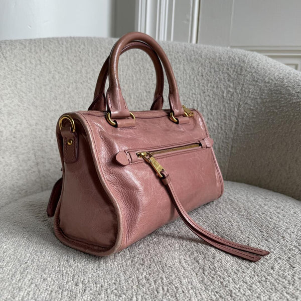 Miu Miu Mini Vitello Shine Pink Leather Shoulder Bag