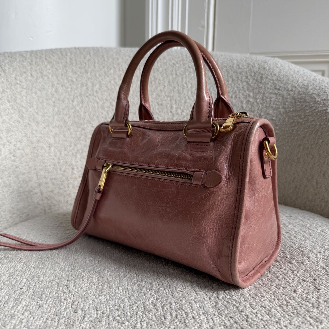 Miu Miu Mini Vitello Shine Pink Leather Shoulder Bag