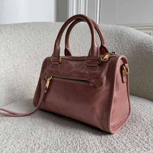 Miu Miu Mini Vitello Shine Pink Leather Shoulder Bag