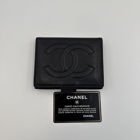 1997 Chanel CC Caviar Black Leather Wallet
