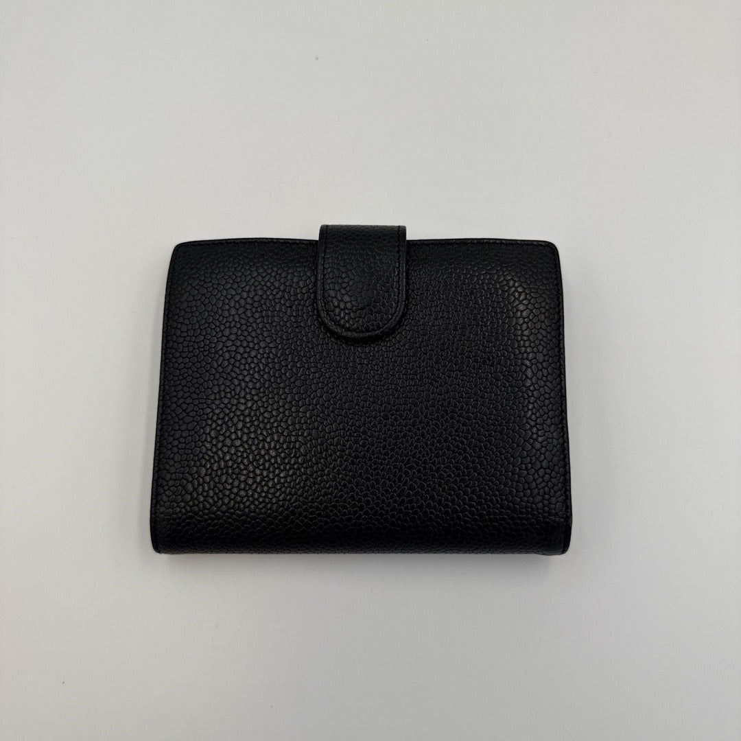 1997 Chanel CC Caviar Black Leather Wallet