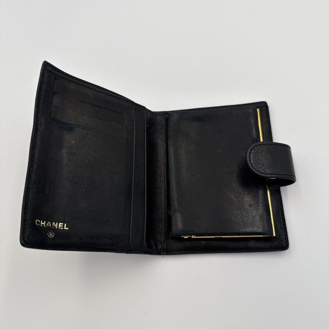1997 Chanel CC Caviar Black Leather Wallet
