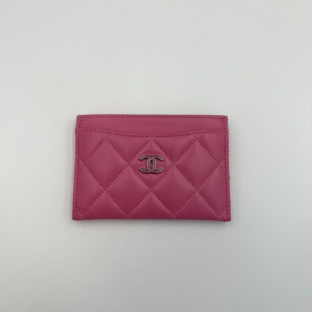 2019 Chanel CC Pink Leather Card Case Wallet
