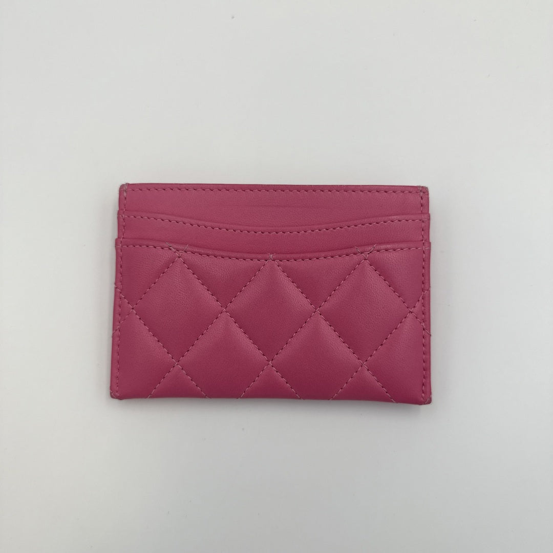 2019 Chanel CC Pink Leather Card Case Wallet
