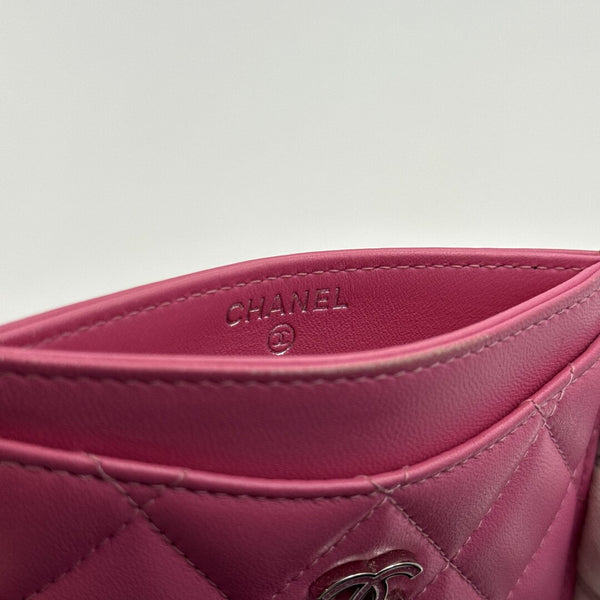 2019 Chanel CC Pink Leather Card Case Wallet
