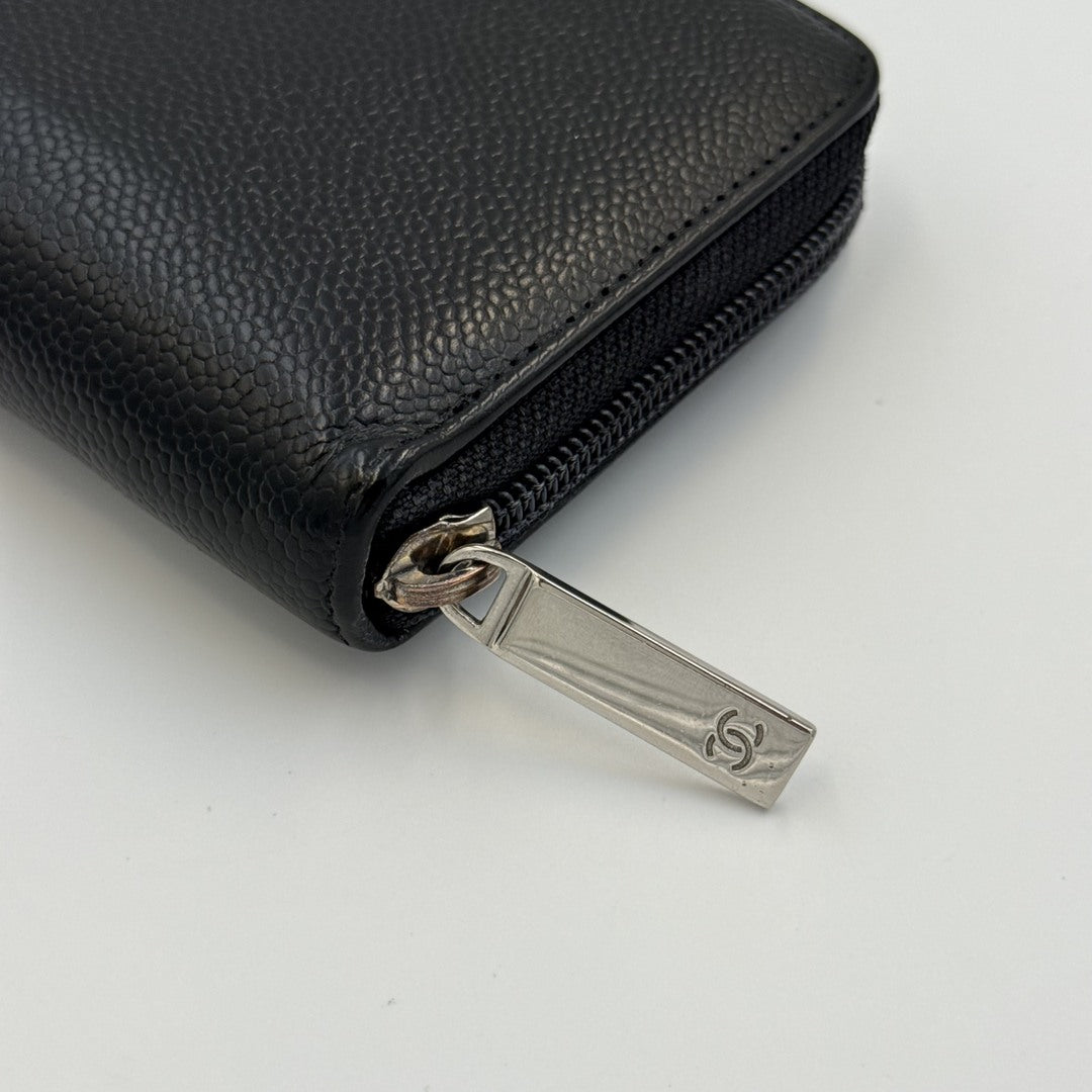 2010 Chanel CC Caviar Black Leather Wallet