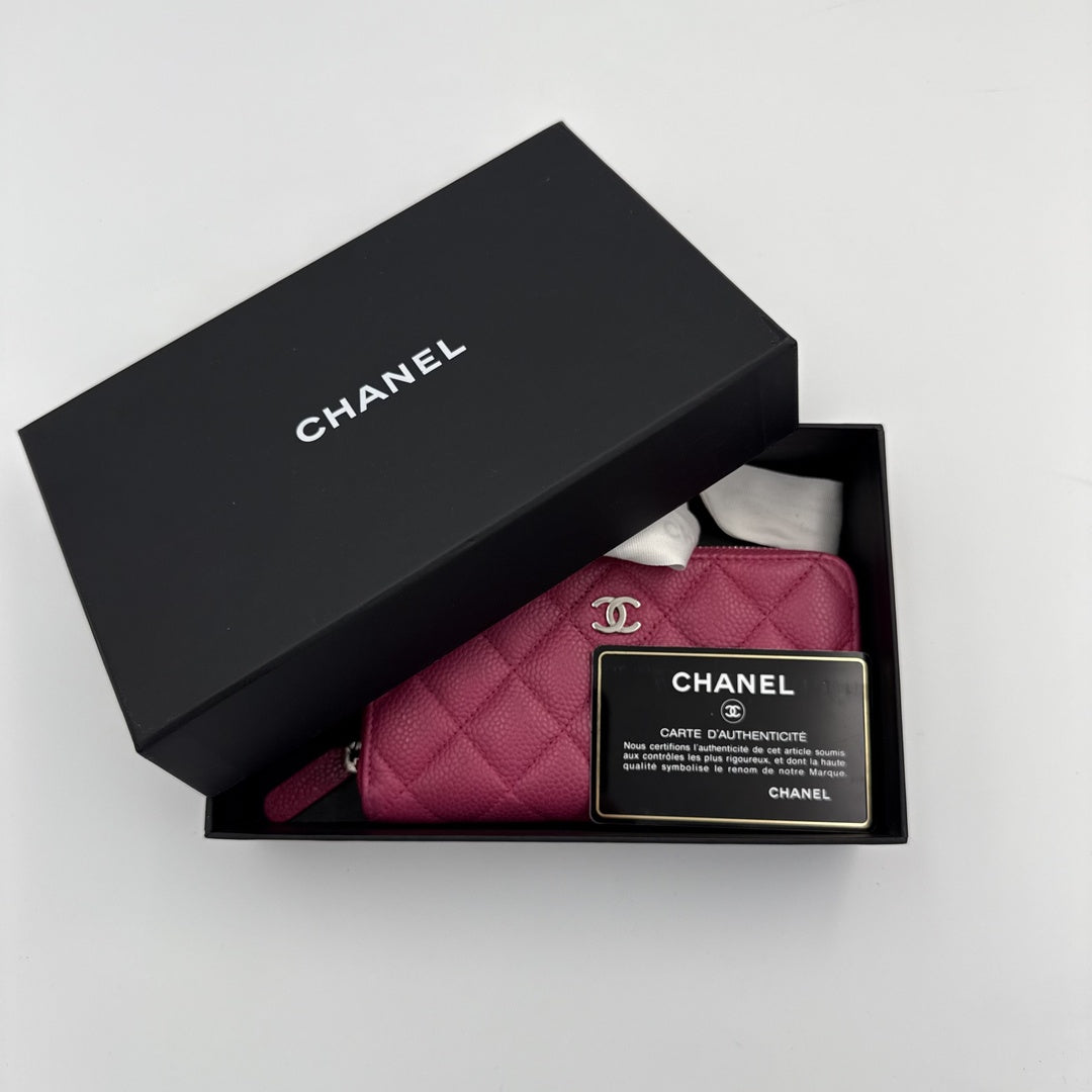 2015 Chanel CC Matelasse Pink Long Zip Wallet