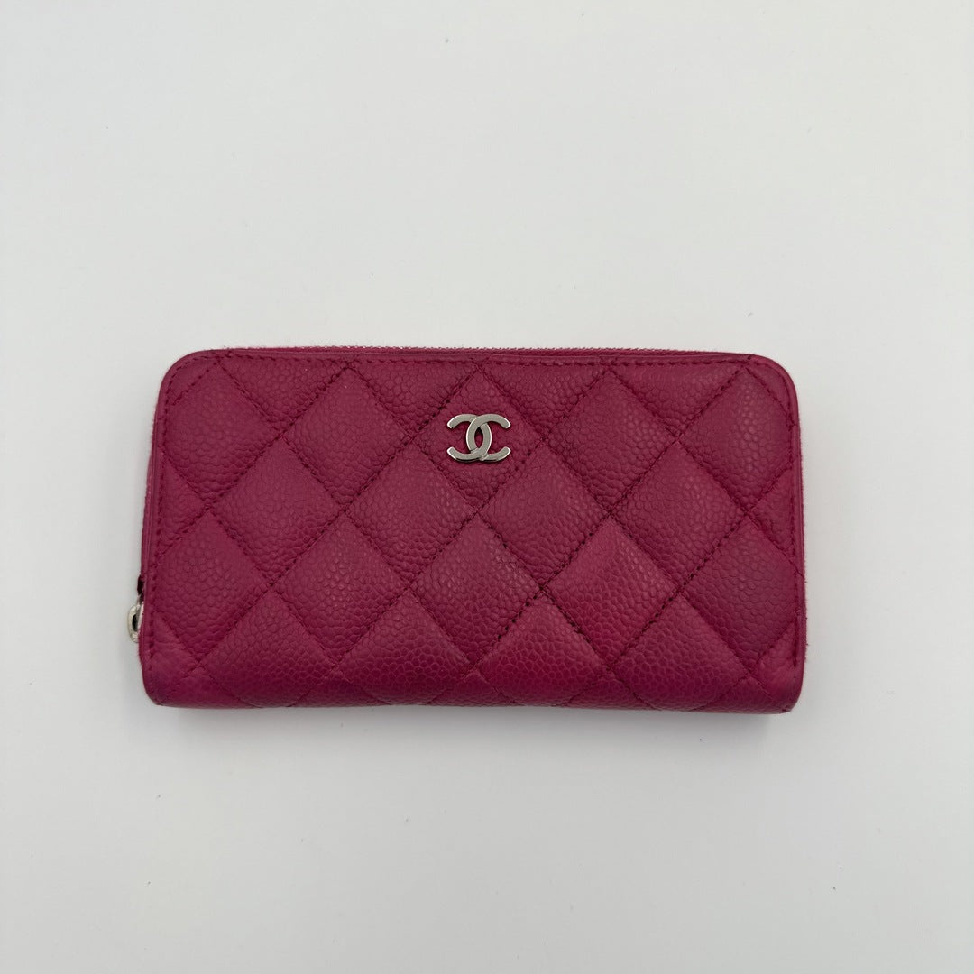 2015 Chanel CC Matelasse Pink Long Zip Wallet