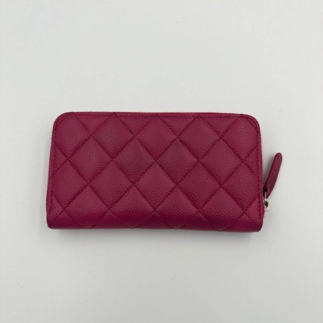 2015 Chanel CC Matelasse Pink Long Zip Wallet
