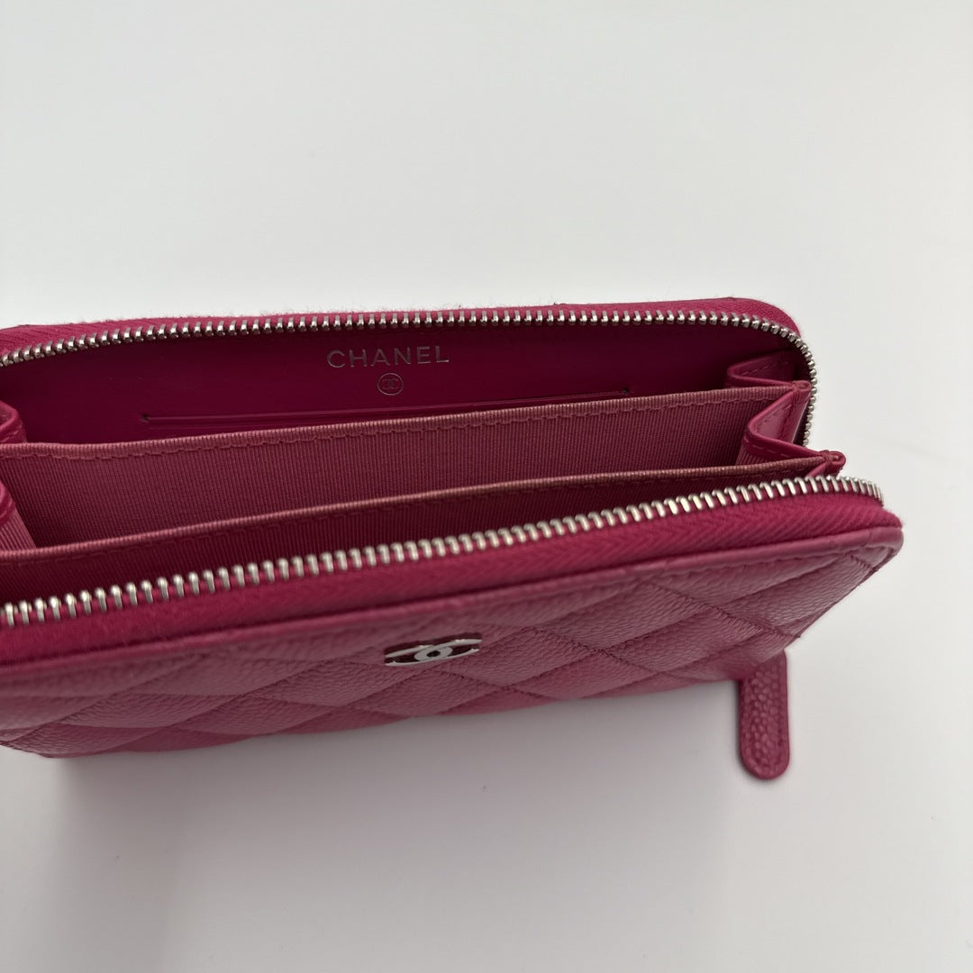2015 Chanel CC Matelasse Pink Long Zip Wallet