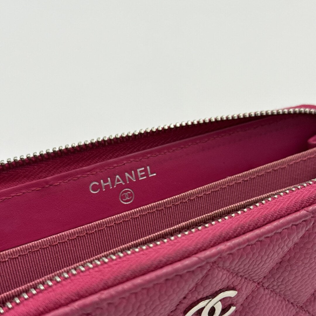 2015 Chanel CC Matelasse Pink Long Zip Wallet