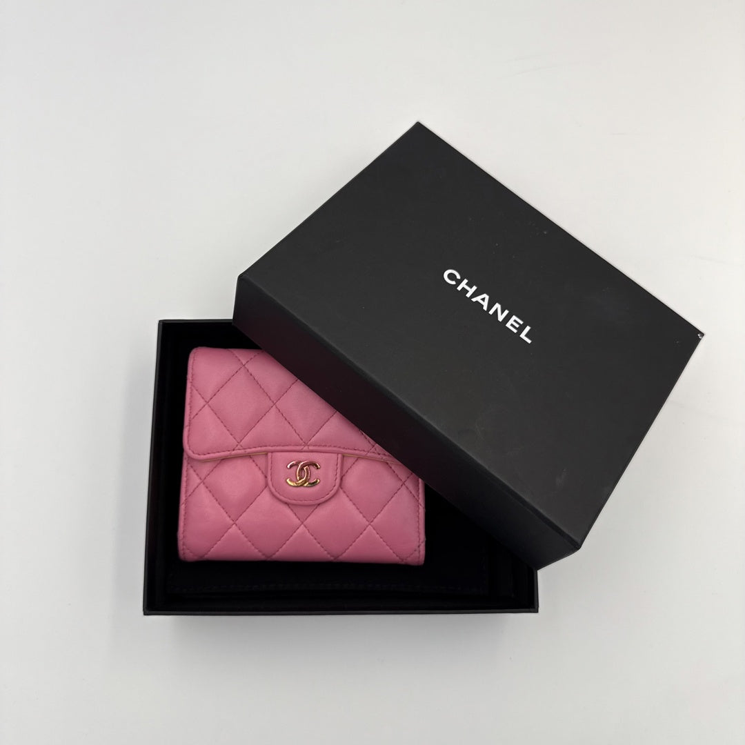 Chanel Classic Matelasse Pink Trifold Wallet