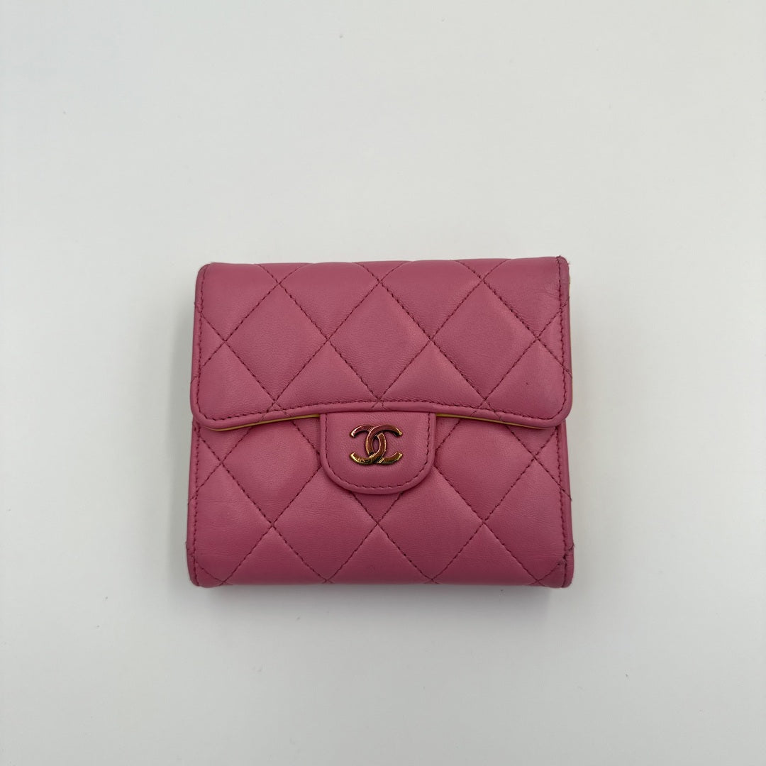 Chanel Classic Matelasse Pink Trifold Wallet