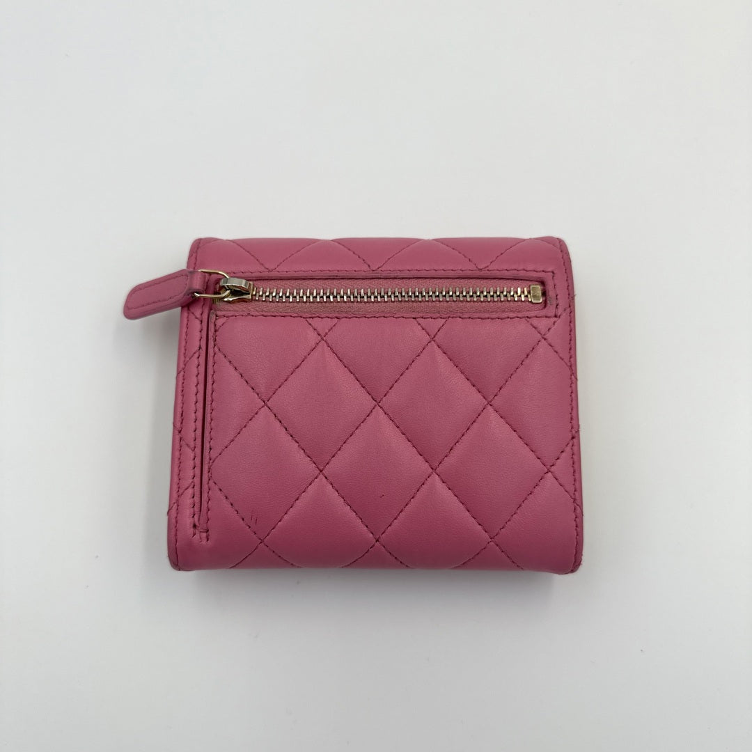 Chanel Classic Matelasse Pink Trifold Wallet