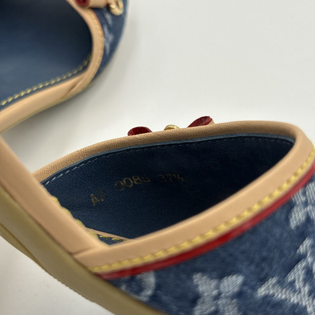 2005 Louis Vuitton Blue Denim Kitten Heels