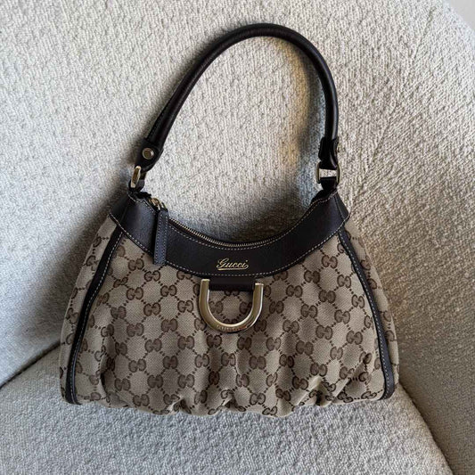 Gucci GG Canvas Abbey Brown Shoulder Bag