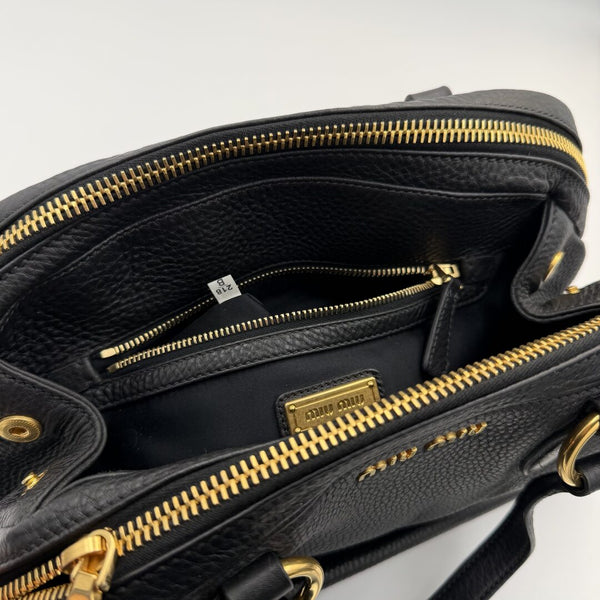 Miu Miu Vitello Leather Black Shoulder Bag