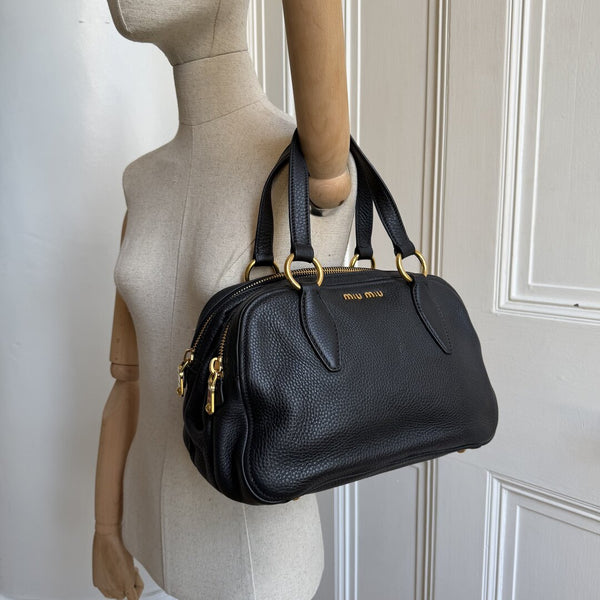Miu Miu Vitello Leather Black Shoulder Bag