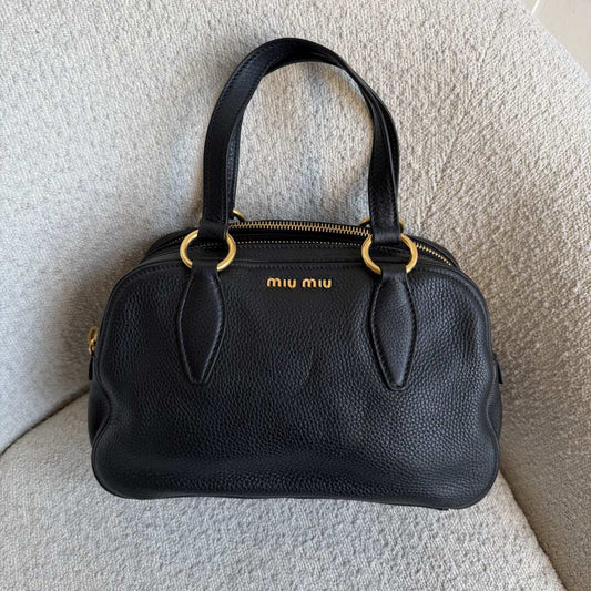 Miu Miu Vitello Leather Black Shoulder Bag