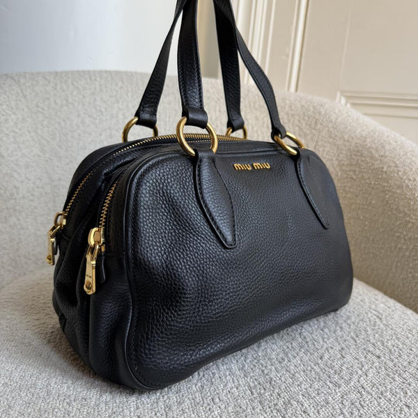 Miu Miu Vitello Leather Black Shoulder Bag