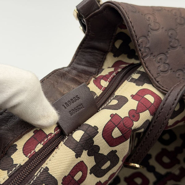 Gucci Guccissima Abbey Brown Leather Tote Bag