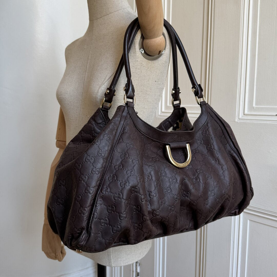 Gucci Guccissima Abbey Brown Leather Tote Bag