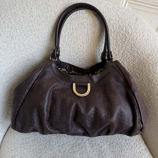 Gucci Guccissima Abbey Brown Leather Tote Bag