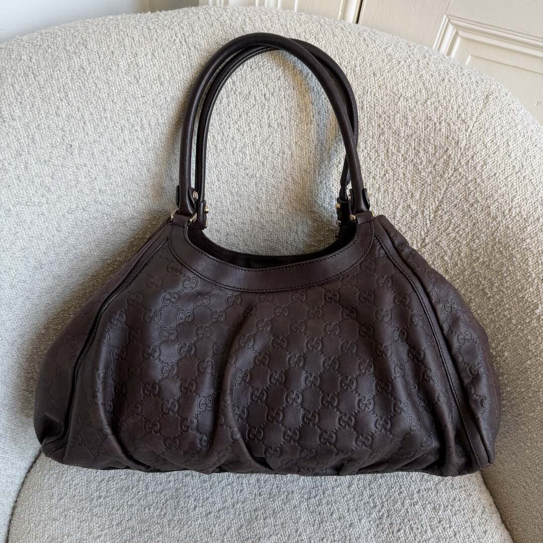 Gucci Guccissima Abbey Brown Leather Tote Bag