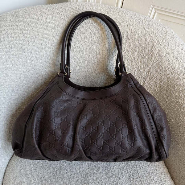 Gucci Guccissima Abbey Brown Leather Tote Bag